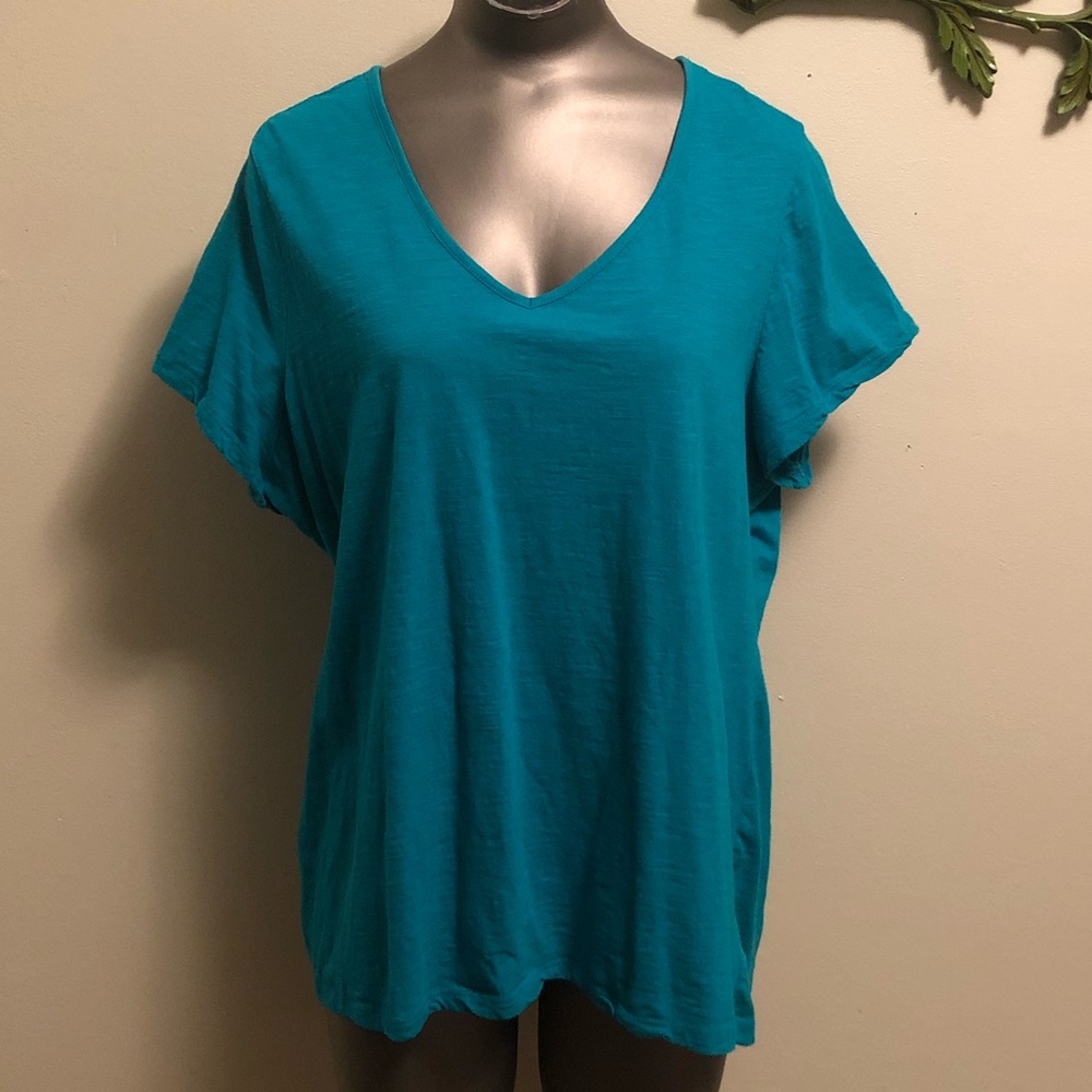 MASSINI Lace Back Short Sleeve Shirt 1X